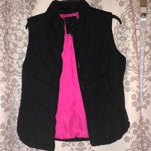 Black vest with pink lining